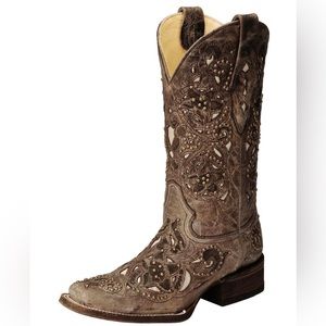 Corral Vintage Ladies Brown Crater Bone Inlay Boots - Almost New!!